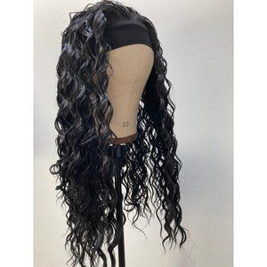 Jet Black Kinky Headband Wigs